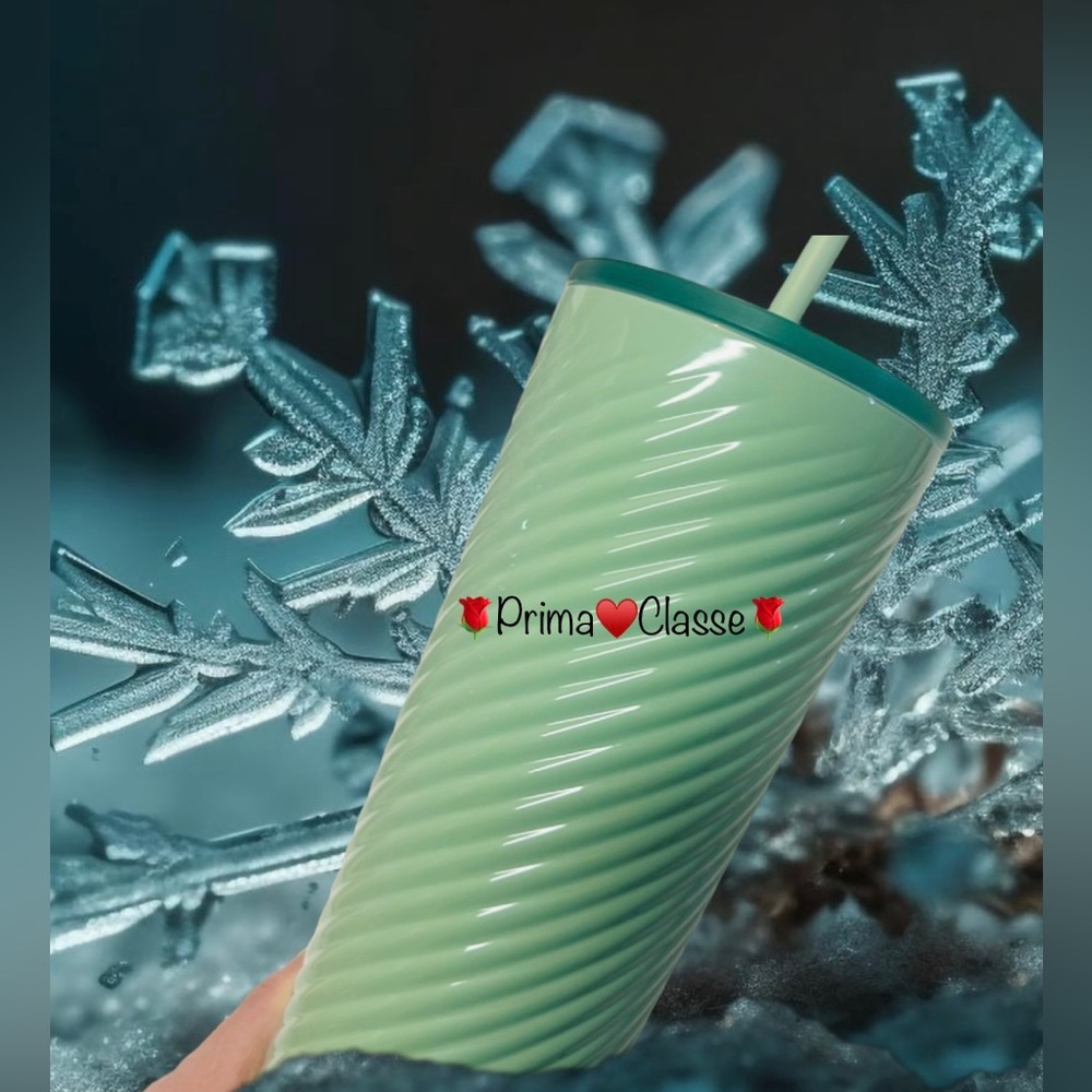 Starbucks Mint Green Swirl Stainless Steel Cold Cup Tumbler 24oz NWT Holiday